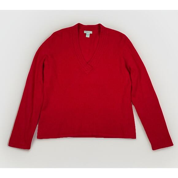 Geneva Cashmere Sweater Women's Size XL V Neck Red Long Sleeve Classic - Picture 1 of 6